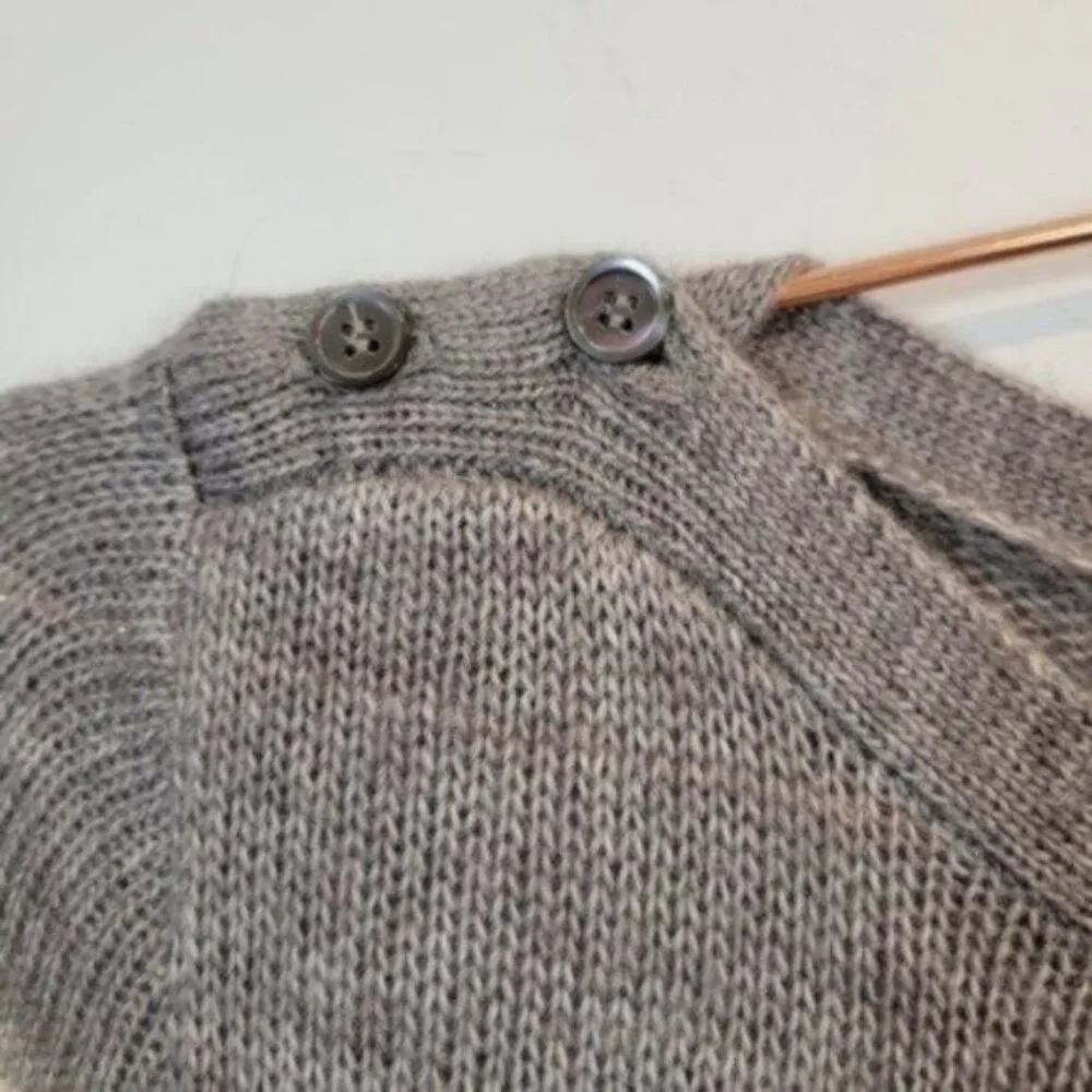 J. Crew Striped Wool Mohair Boat Neck Sweater Gray White